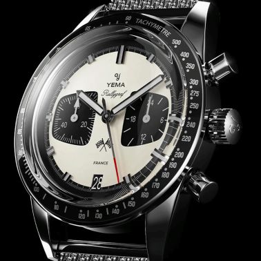 Montre Yema Rallygraf Meca-Quartz cadran crème bracelet acier maille milanaise 39 mm YMHF1580-BM