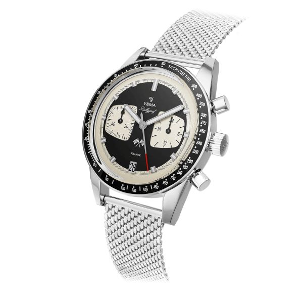 Yema Rallygraf Meca-Quartz watch black dial stainless steel bracelet 39 mm YMHF1580-AM