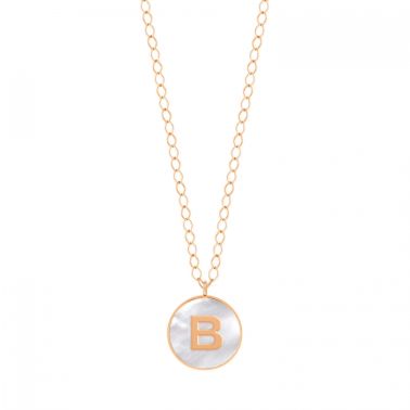 Collier Ginette NY Jumbo Initial Ever B en or rose et nacre blanche