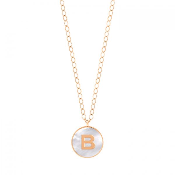 Collier Ginette NY Jumbo Initial Ever B en or rose et nacre blanche