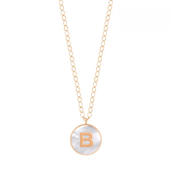 Collier Ginette NY Jumbo Initial Ever B en or rose et nacre blanche