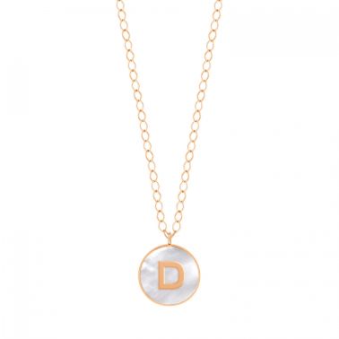 Collier Ginette NY Jumbo Initial Ever D en or rose et nacre blanche