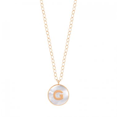 Collier Ginette NY Jumbo Initial Ever G en or rose et nacre blanche
