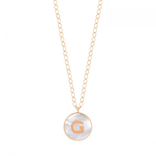 Collier Ginette NY Jumbo Initial Ever G en or rose et nacre blanche