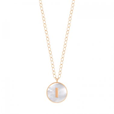 Collier Ginette NY Jumbo Initial Ever I en or rose et nacre blanche