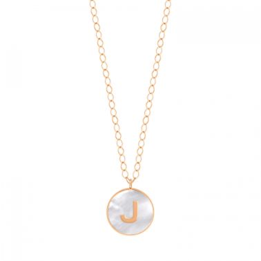 Collier Ginette NY Jumbo Initial Ever J en or rose et nacre blanche