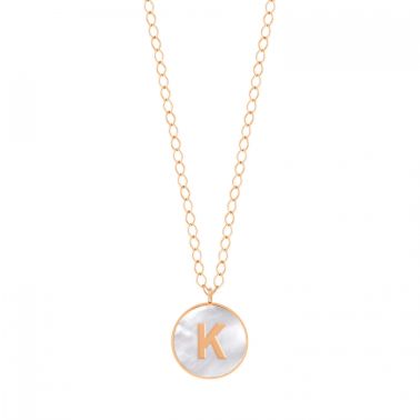 Collier Ginette NY Jumbo Initial Ever K en or rose et nacre blanche