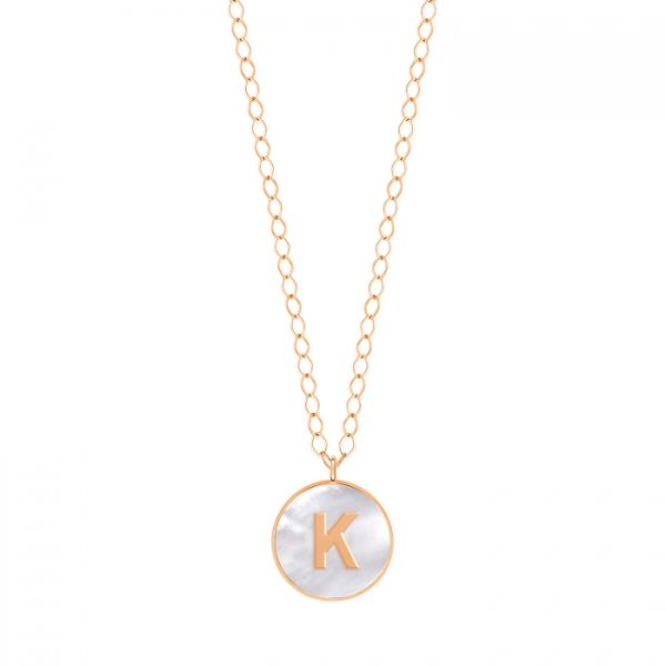 Collier Ginette NY Jumbo Initial Ever K en or rose et nacre blanche