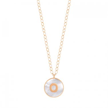 Collier Ginette NY Jumbo Initial Ever O en or rose et nacre blanche