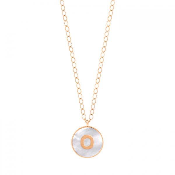 Collier Ginette NY Jumbo Initial Ever O en or rose et nacre blanche