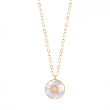 Collier Ginette NY Jumbo Initial Ever Q en or rose et nacre blanche