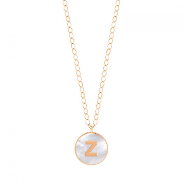 Collier Ginette NY Jumbo Initial Ever Z en or rose et nacre blanche