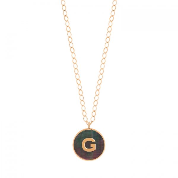 Collier Ginette NY Jumbo Initial Ever G en or rose et nacre noire