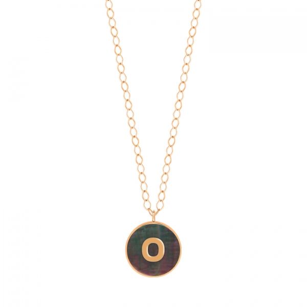 Collier Ginette NY Jumbo Initial Ever O en or rose et nacre noire