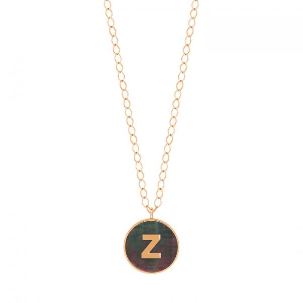 Ginette NY Jumbo Initial Ever Z necklace in rose gold and black mother-of-pearl