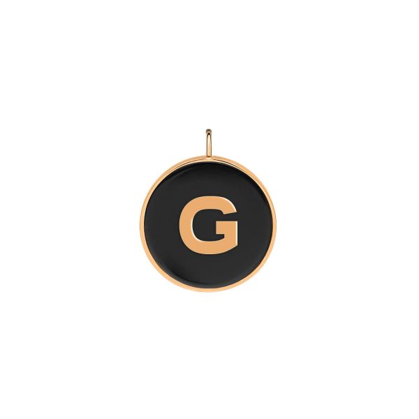 Ginette NY Jumbo Initial Ever G medal in rose gold and onyx