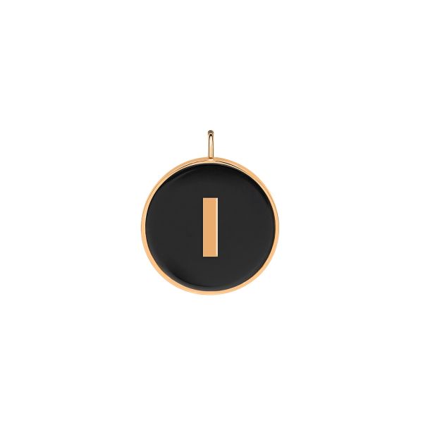 Ginette NY Jumbo Initial Ever I medal in rose gold and onyx