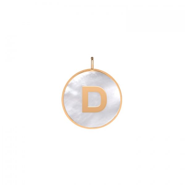 Ginette NY Initial Ever D medal in rose gold and white mother-of-pearl