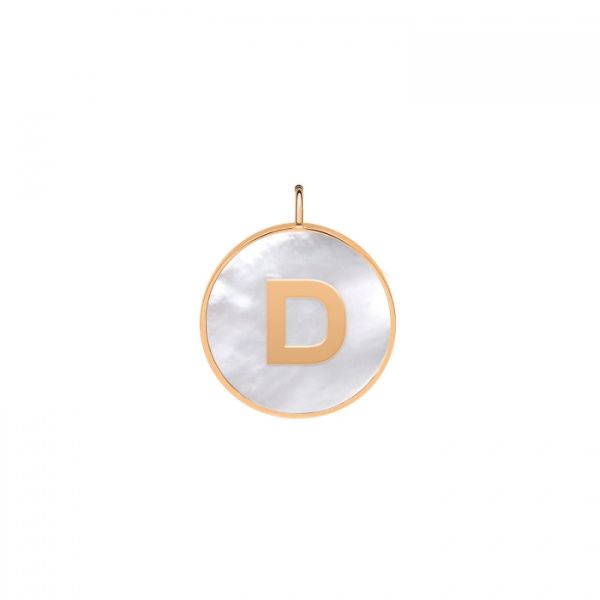 Ginette NY Initial Ever D medal in rose gold and white mother-of-pearl