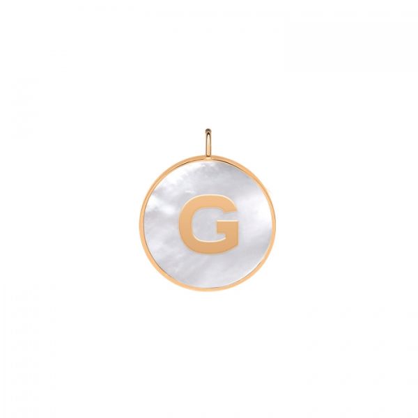 Ginette NY Initial Ever G medal in rose gold and white mother-of-pearl