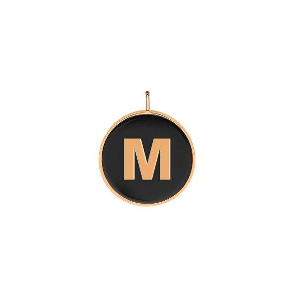 Médaille Ginette NY Jumbo Initial Ever M en or rose et onyx