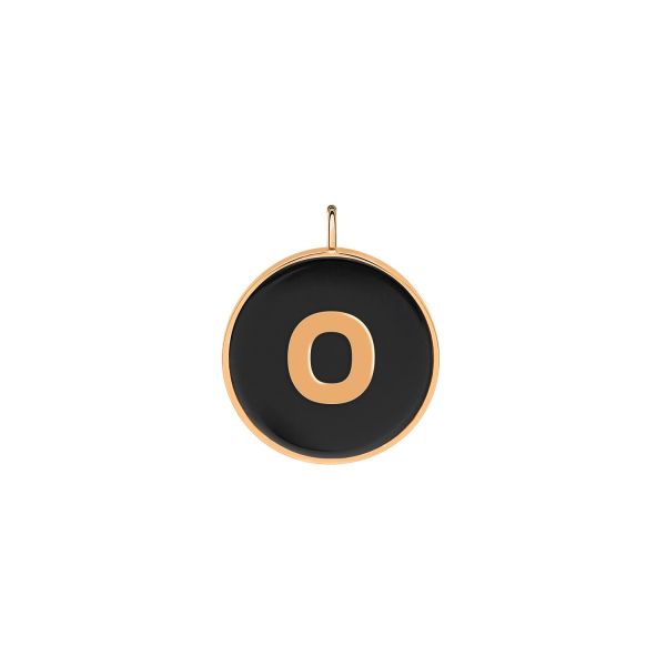 Ginette NY Jumbo Initial Ever O medal in rose gold and onyx