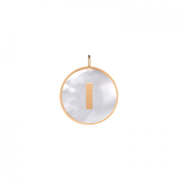 Ginette NY Initial Ever I medal in rose gold and white mother-of-pearl