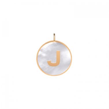 Ginette NY Initial Ever J medal in rose gold and white mother-of-pearl