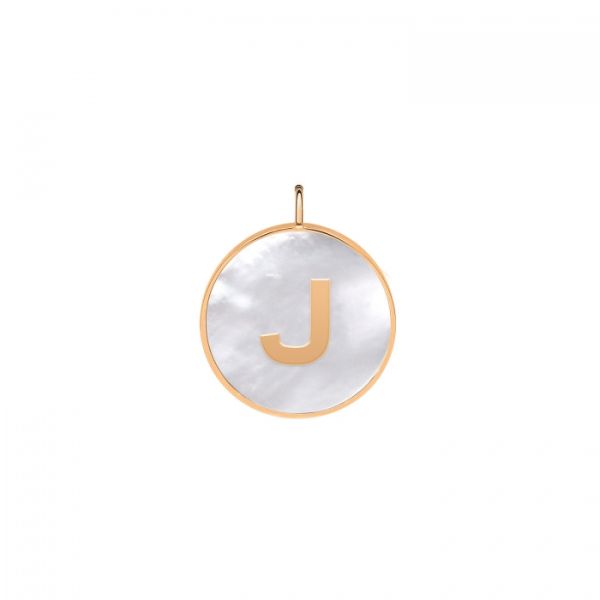 Ginette NY Initial Ever J medal in rose gold and white mother-of-pearl
