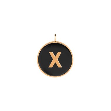 Médaille Ginette NY Jumbo Initial Ever X en or rose et onyx