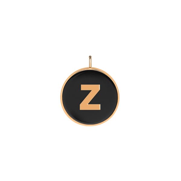 Ginette NY Jumbo Initial Ever Z medal in rose gold and onyx