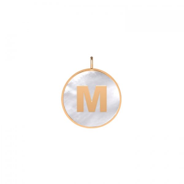 Ginette NY Initial Ever M medal in rose gold and white mother-of-pearl