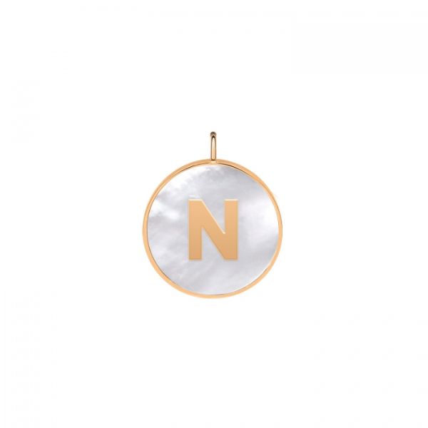 Ginette NY Initial Ever N medal in rose gold and white mother-of-pearl
