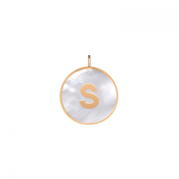 Ginette NY Initial Ever S medal in rose gold and white mother-of-pearl