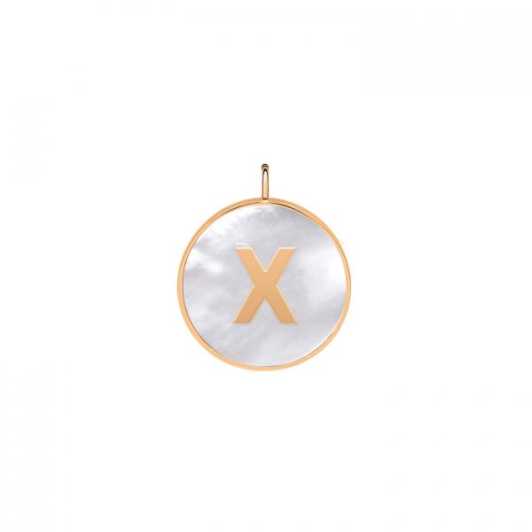 Ginette NY Initial Ever X medal in rose gold and white mother-of-pearl