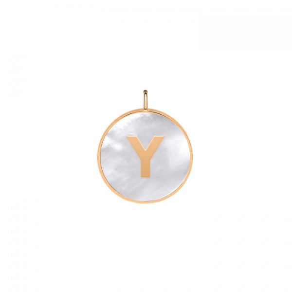 Ginette NY Initial Ever Y medal in rose gold and white mother-of-pearl