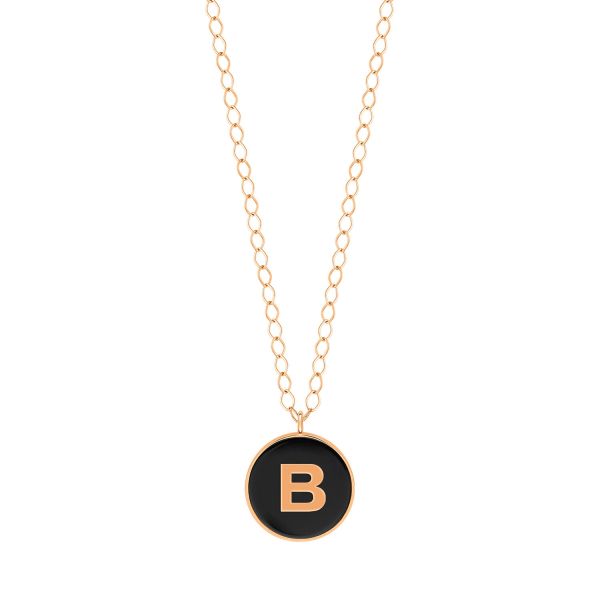 Ginette NY Jumbo Initial Ever B Necklace in Rose Gold and Onyx
