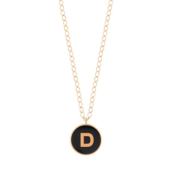 Collier Ginette NY Jumbo Initial Ever D en or rose et onyx