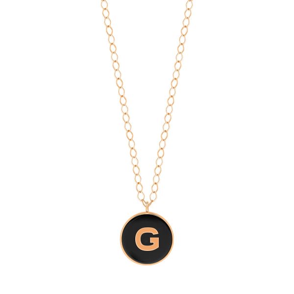 Ginette NY Jumbo Initial Ever G Necklace in Rose Gold and Onyx