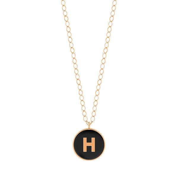 Collier Ginette NY Jumbo Initial Ever H en or rose et onyx