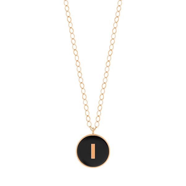 Ginette NY Jumbo Initial Ever I Necklace in Rose Gold and Onyx
