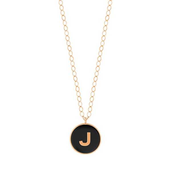 Collier Ginette NY Jumbo Initial Ever J en or rose et onyx