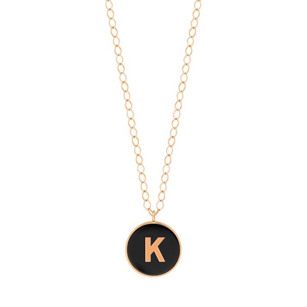 Collier Ginette NY Jumbo Initial Ever K en or rose et onyx