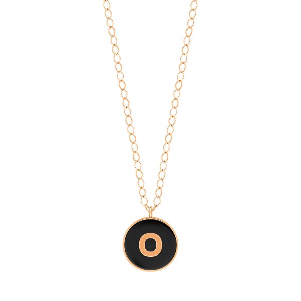 Ginette NY Jumbo Initial Ever O Necklace in Rose Gold and Onyx