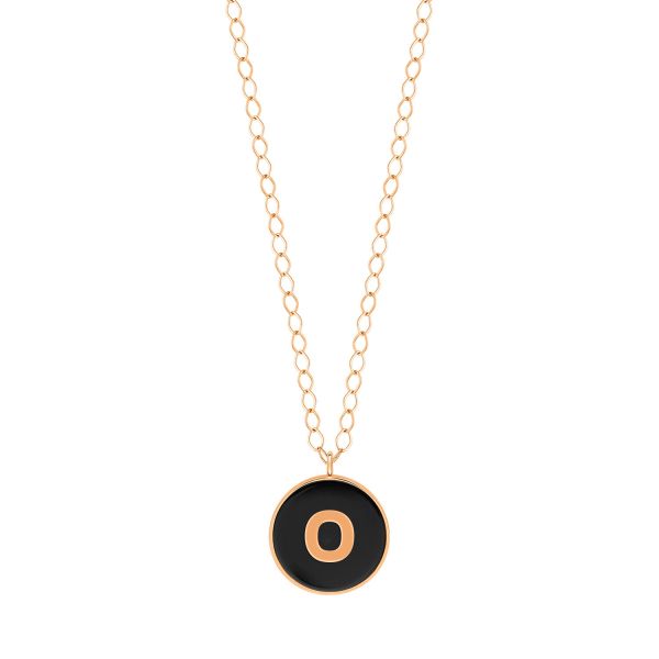 Collier Ginette NY Jumbo Initial Ever O en or rose et onyx