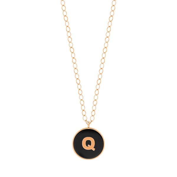 Collier Ginette NY Jumbo Initial Ever Q en or rose et onyx