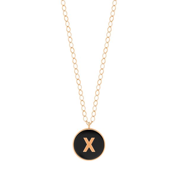 Collier Ginette NY Jumbo Initial Ever X en or rose et onyx