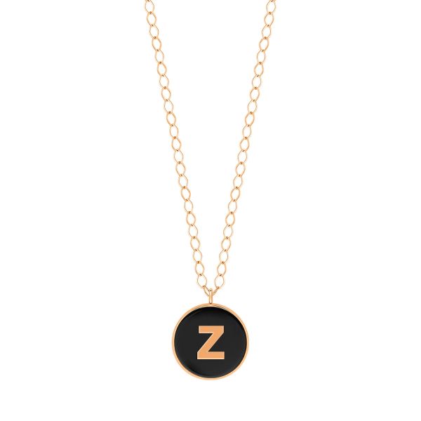 Ginette NY Jumbo Initial Ever Z necklace in rose gold and onyx
