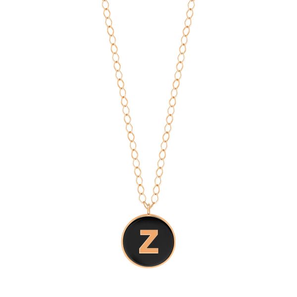 Collier Ginette NY Jumbo Initial Ever Z en or rose et onyx