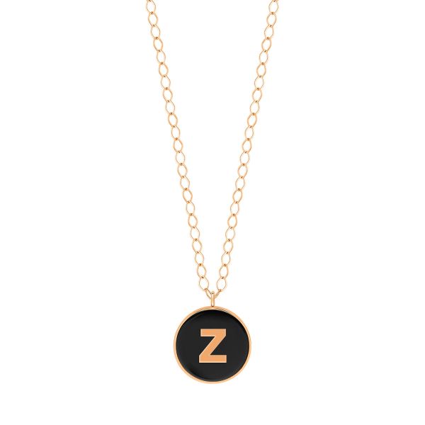 Collier Ginette NY Jumbo Initial Ever Z en or rose et onyx